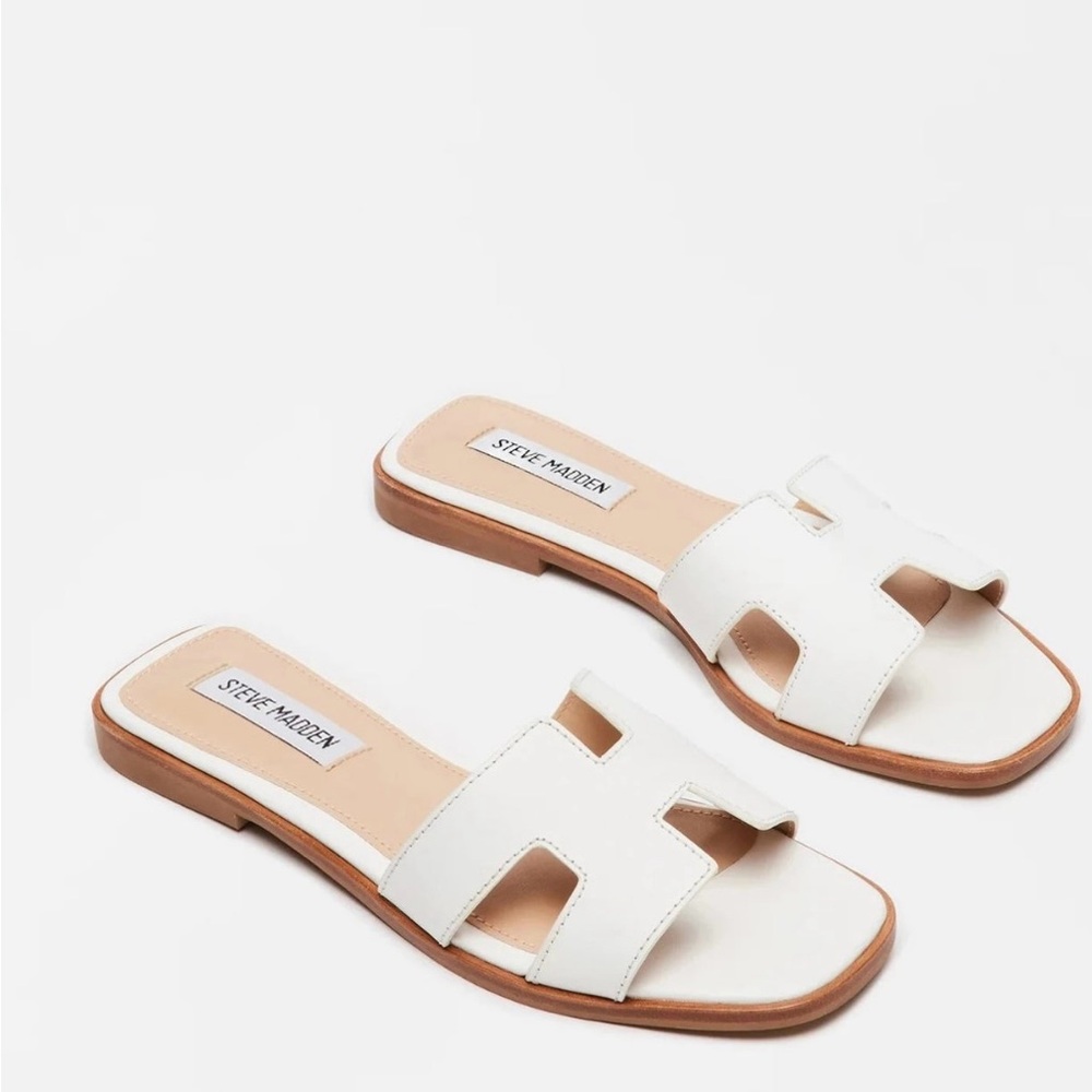 Women’s Steven by Steve Madden Hadyn White Leather Sandals, size 6, NWT